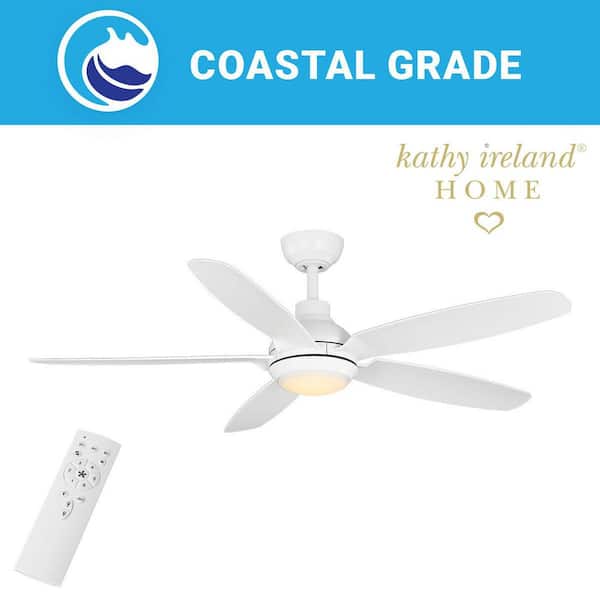 52 in. Yonas Indoor/Outdoor Matte White Downrod Mount Ceiling Fan with White Adjustable LED Light, DC Motor, and Remote