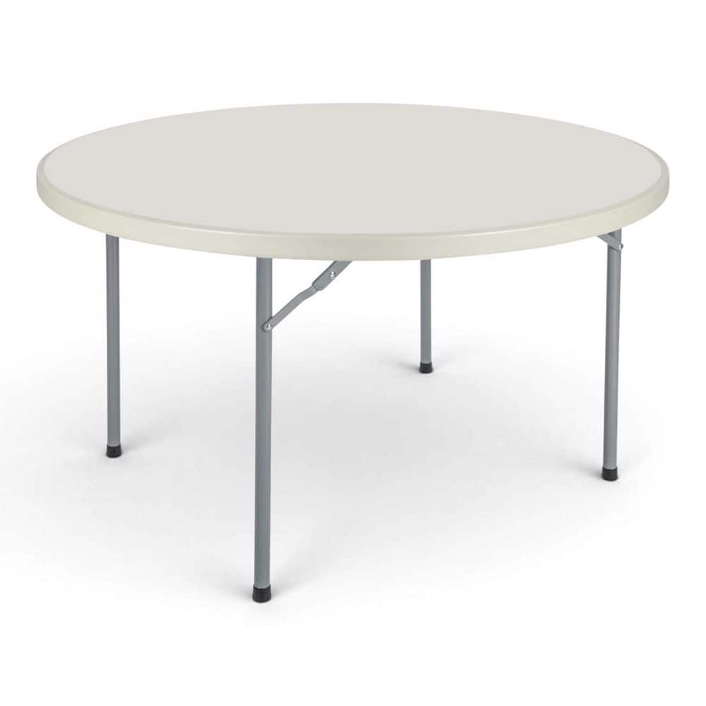 Baldwin 48 in. Round Folding Banquet Table, Plastic Top, Metal Frame, Speckled Grey