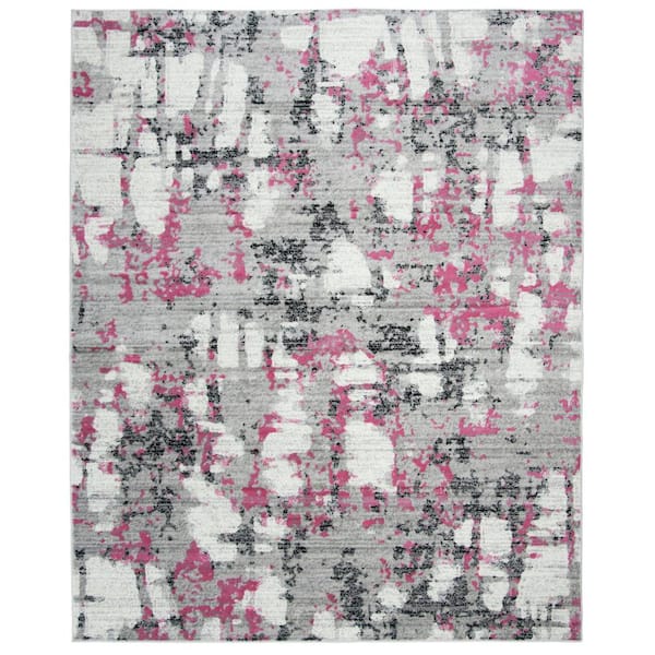 SAFAVIEH Skyler Gray/Pink 9 ft. x 12 ft. Abstract Area Rug