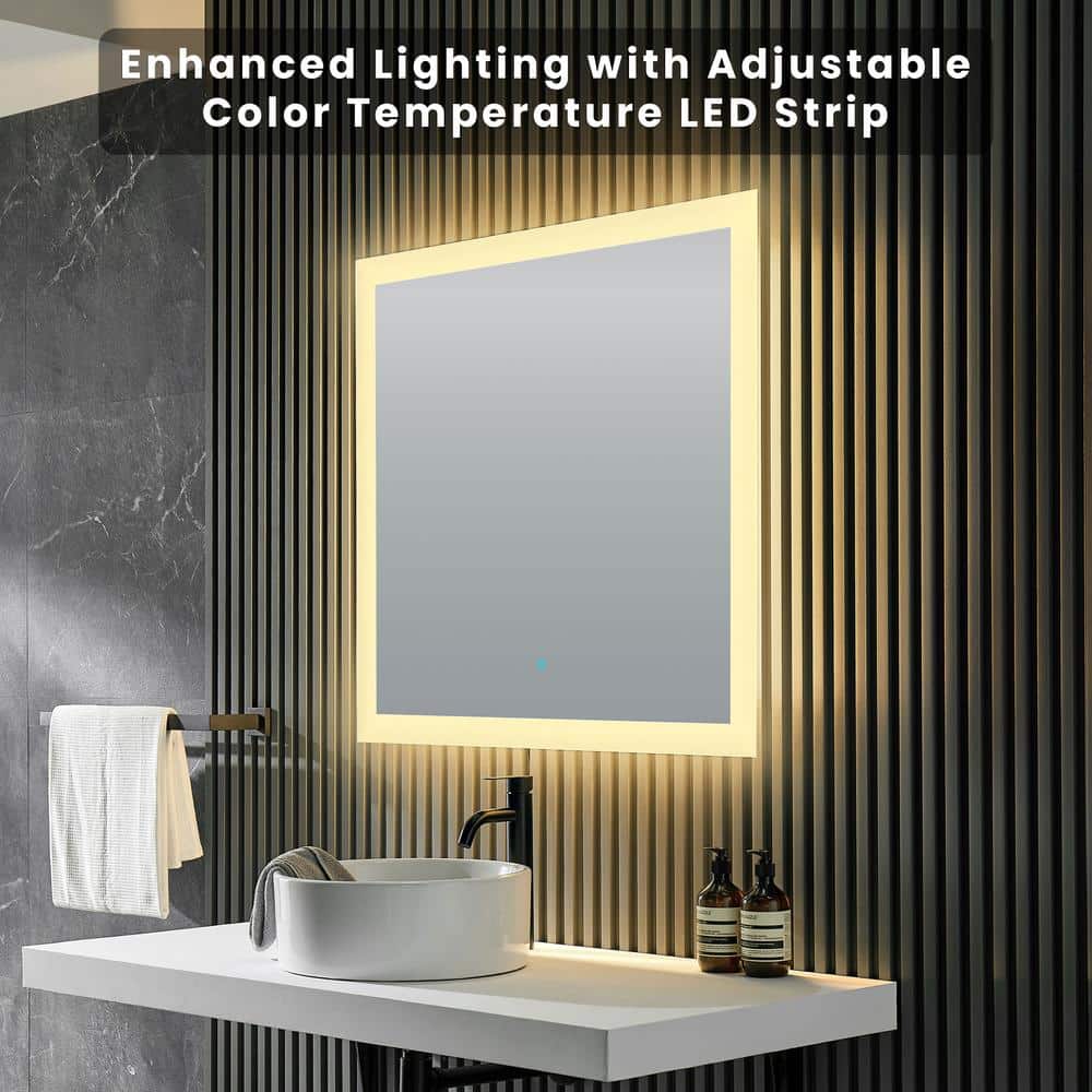 Lumina 36" Square Frameless LED Vanity Mirror with Defogger