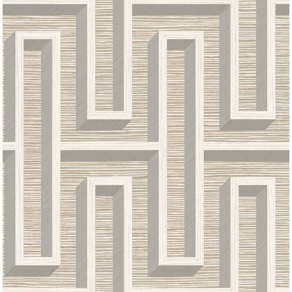 Advantage Henley Taupe Grey Geometric Faux Grasscloth Wallpaper Sample ...