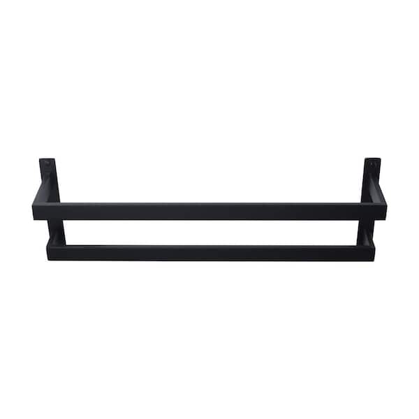 WOWOW 24 in. Wall Mounted Double Towel Bar in Matte Black