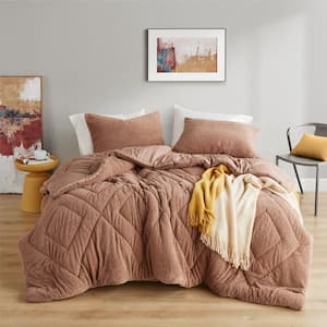 Kyla 3-Piece Brown Microfiber Full/Queen Comforter Set