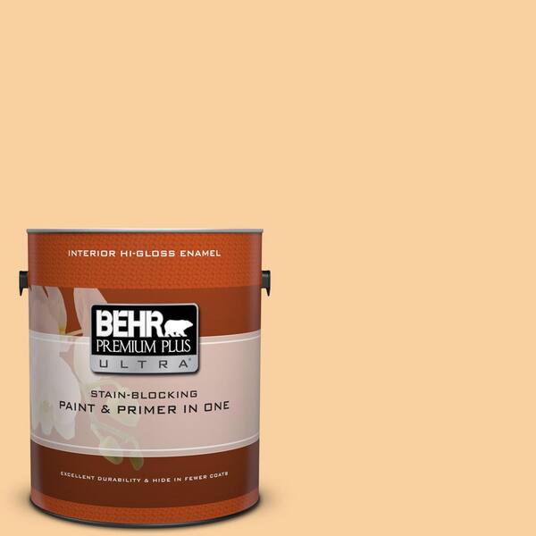 BEHR Premium Plus Ultra 1 gal. #310C-3 Warm Cocoon Hi-Gloss Enamel Interior Paint and Primer in One