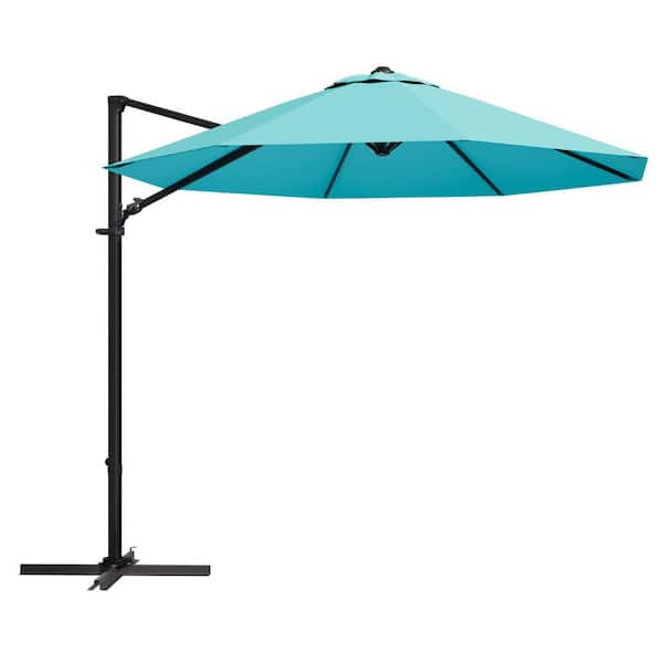10 ft. Market Cantilever Outdoor Patio Umbrella with 360° Rotation in Blue