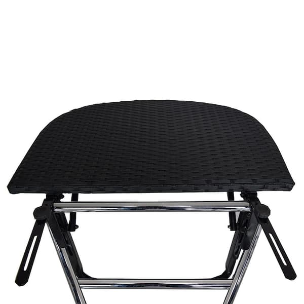 Oakland Living Indoor And Outdoor Foldable Wicker Balcony Table With Metal Frame And Adjustable Clamps Brown