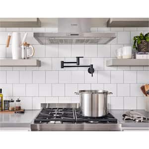 Parma Single Handle Wall Mount Pot Filler with 2.2 GPM in Satin Black