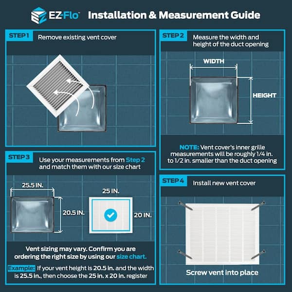 EZ-FLO 25 in. x 20 in. Steel Return Filter Grille 61634 - The Home
