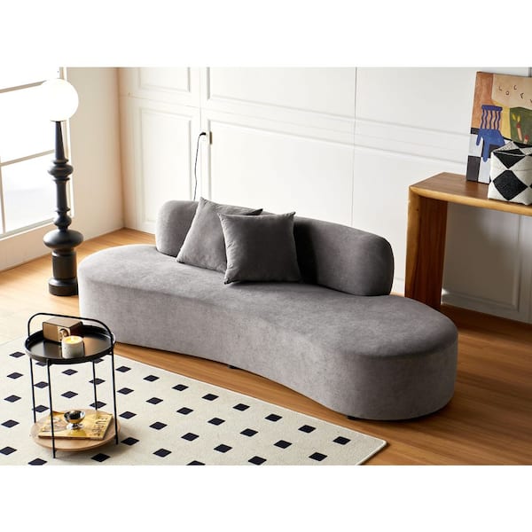 US Pride Furniture Harcane 91 in. Armless 4-Seat Half-Moon Shaped Velvet Sectional Sofa in. Gray