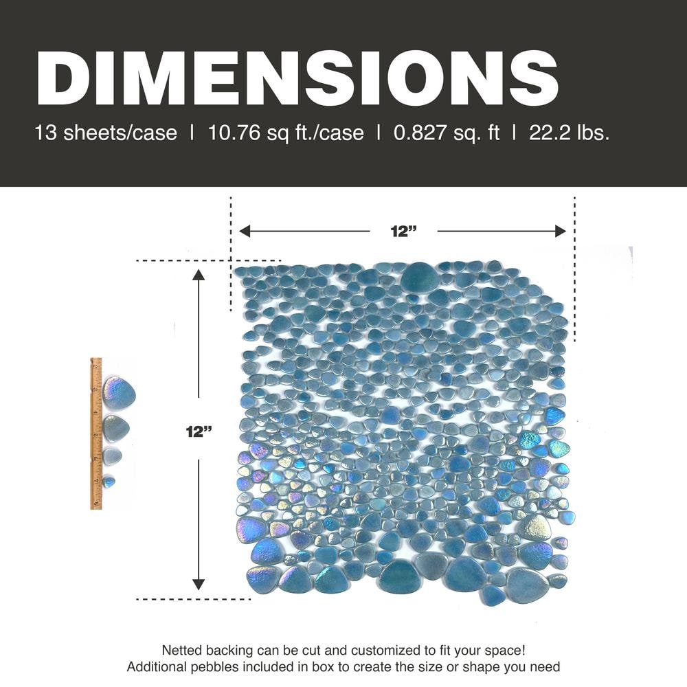 Glass Tile Love Purest 12 in. X 12 in. Pebble Glass Mosaic Tile (10.76 sq. ft./case) 1010457914, Ideal for Kitchen Tile, Backsplash Tile, Bathroom Tile, and Pool Tile