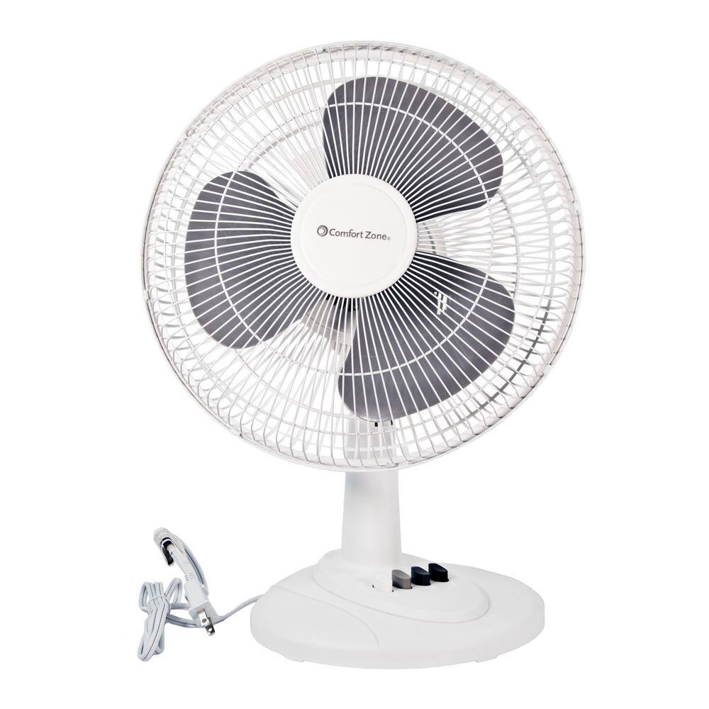 Comfort Zone 12 In Oscillating Table Fan Cz121wt The Home Depot