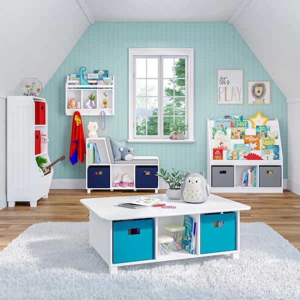 RiverRidge Kids 6 Cubby Storage Activity Table White