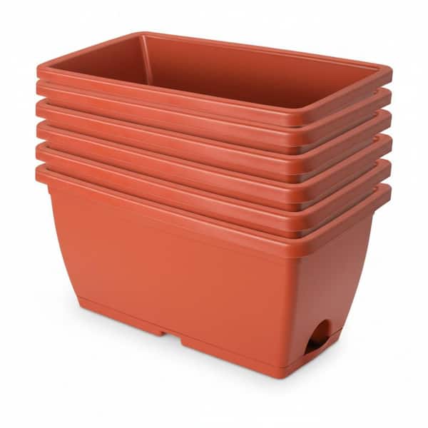 Window Box Planter, 7-Pack Plastic Vegetable Flower Planters Boxes 17 in. Rectangular Flower Pots