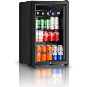 16 in. Single Zone 80 12 oz. Cans Beverage Cooler in Black with Double Glazed Door, Door Locks, 32°F - 50°F