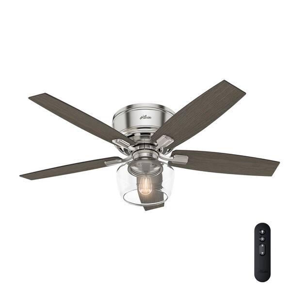 Brushed Nickel Indoor Ceiling Fan With, Hunter Ceiling Fan Sizes