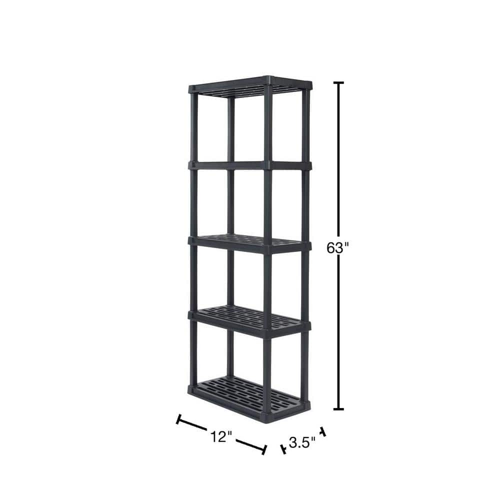 Black 5-Tier Plastic Utility Storage Shelf