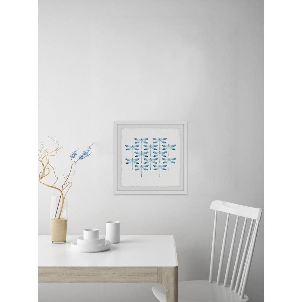 Marmont Hill Mh-julinsc-63-wfpfl-12 Blue 12 inch x 12 inch Blue Dragonfly Rows II Framed Giclee