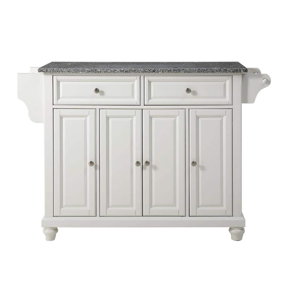 Cambridge White Granite Top Kitchen Island with Storage