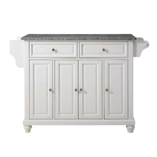 CROSLEY FURNITURE Cambridge White Kitchen Island with Granite Top