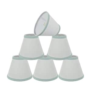 6 in. x 5 in. White and Light Blue Trim Hardback Empire Lamp Shade (6-Pack)