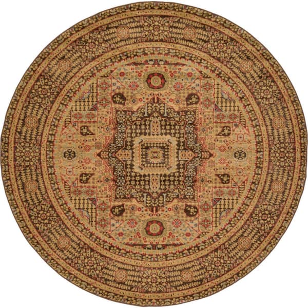 Unique Loom Palace Jackson Brown 6' 0 x 6' 0 Round Rug