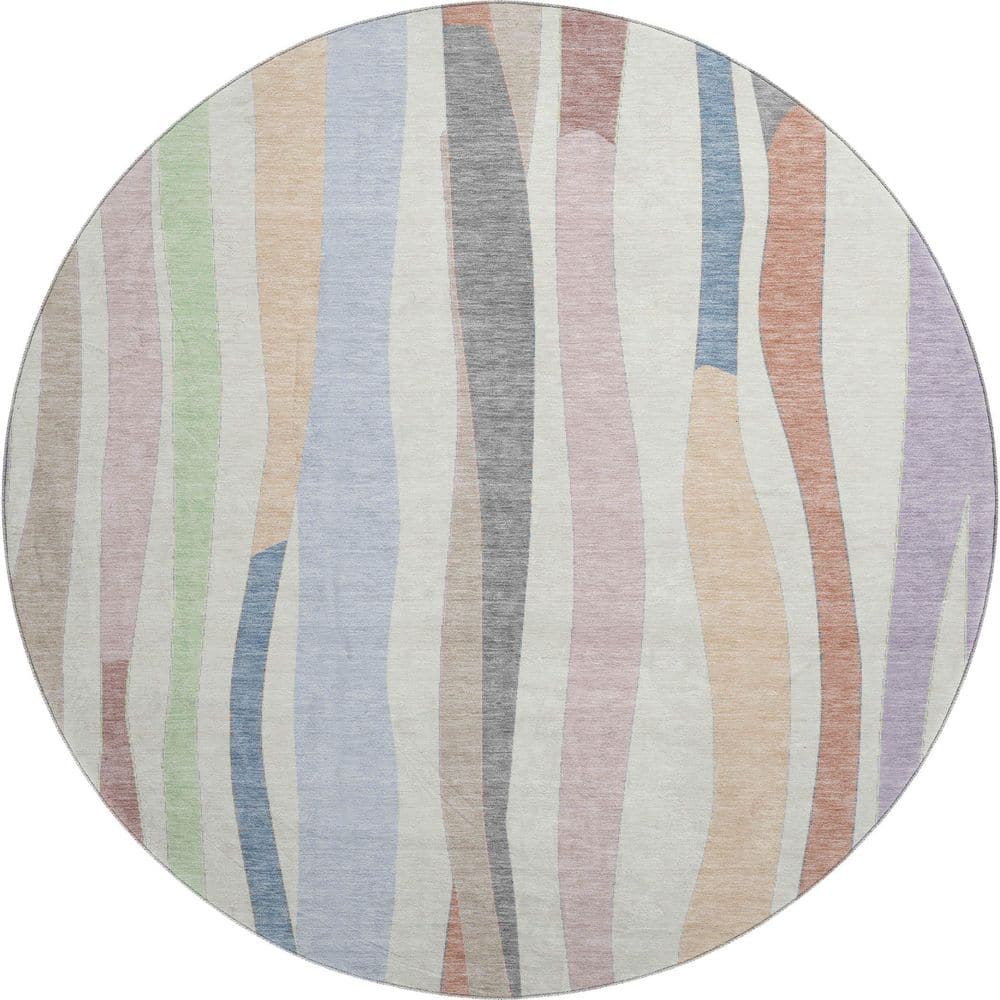 Mayfield Premium Machine Washable Abstract AMF2188 Pearl 8 ft. x 8 ft. Round Rug price history on PriceWatchPro