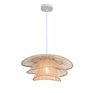 Wilby 1-Light Natural Tiered Pendant Chandelier with Rattan Shade