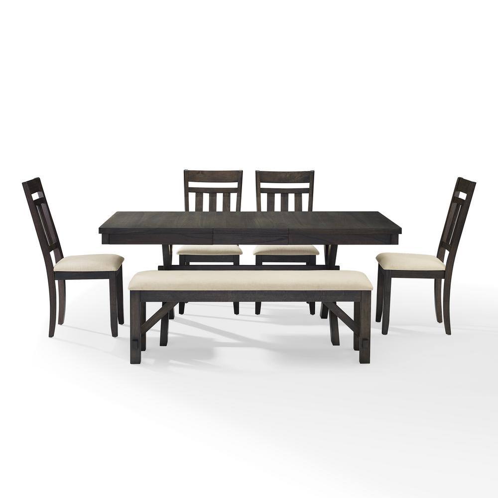 Hayden Slate Extendable Dining Set with Bench and 4 Chairs