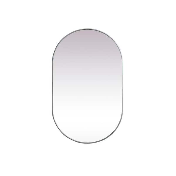 Unbranded Timeless Home 30 in. W x 48 in. H Modern Metal Framed Oval Silver Mirror