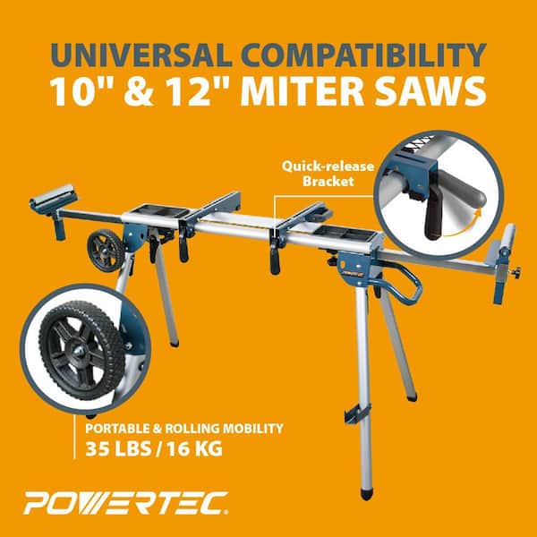 Dual Position Miter Saw Stand (Portable Edition) with Wheels, Quick Change Brackets and Aluminum Bed Dual Position Miter Saw Stand (Portable Edition) with Wheels, Quick Change Brackets and Aluminum Bed