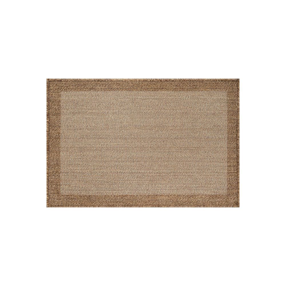 Geometric Border Sand/Natural Easy-Care Jute-Style Indoor/Outdoor Flat Woven Area Rug 2 ft. x 3 ft. Sand price history on PriceWatchPro