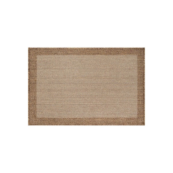Geometric Border Sand/Natural Easy-Care Jute-Style Indoor/Outdoor Flat Woven Area Rug 2 ft. x 3 ft. Sand