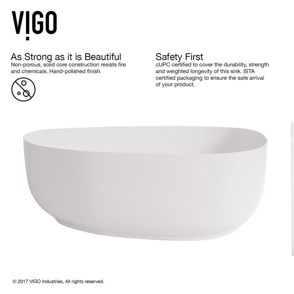 Peony 20" White Matte Stone Vessel Bathroom Sink