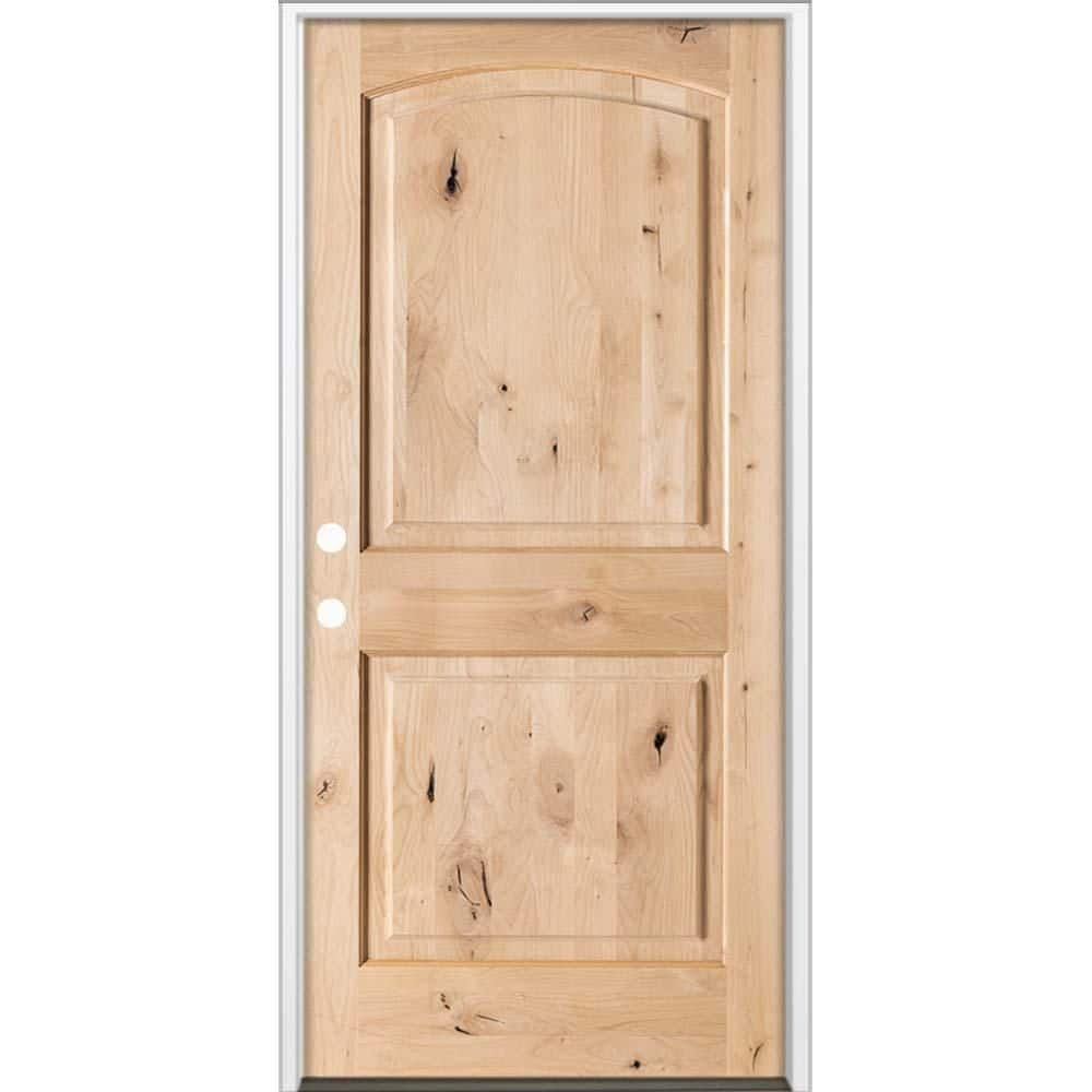 Krosswood Doors 36 in. x 80 in. Rustic Knotty Alder 2-Panel Arch Top ...