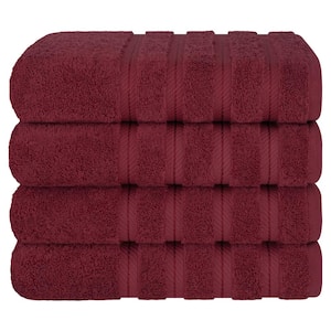 Bath Towel Set, 4-Piece 100% Turkish Cotton Bath Towels, 27 x 54 in. Super Soft Towels for Bathroom, Burgundy Red