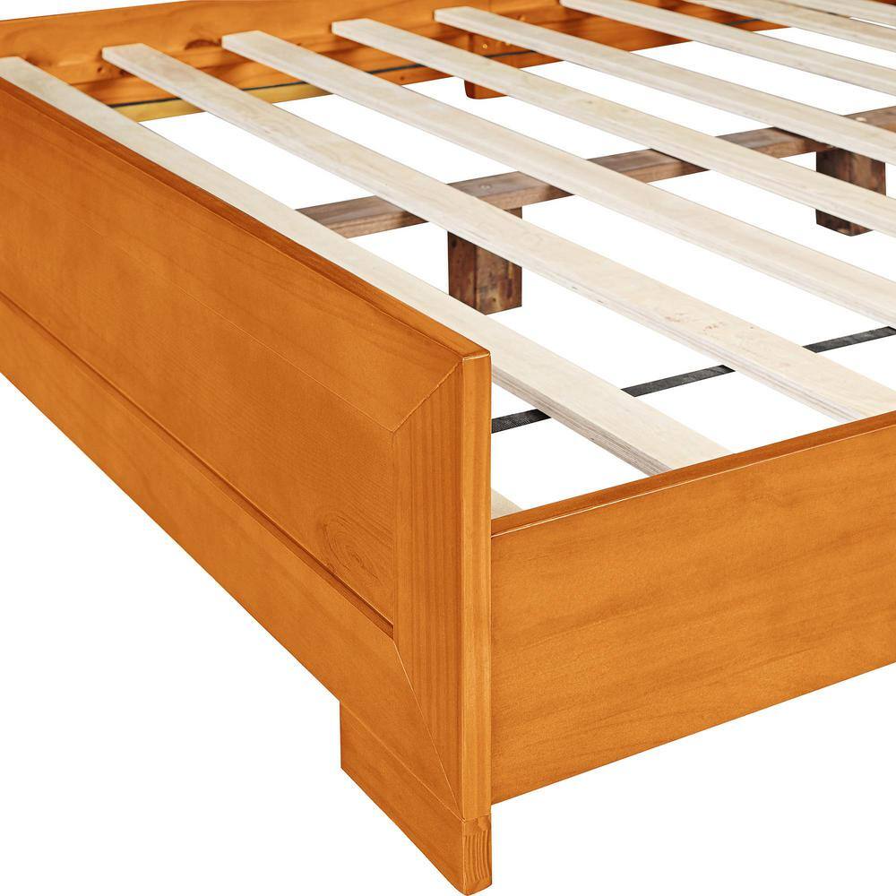 Modern Cherry Queen Platform Bed with Paneled Headboard