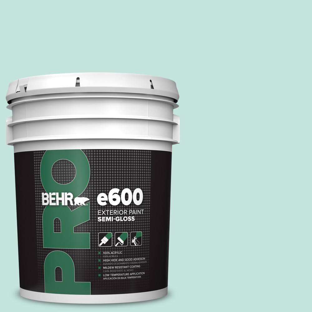 BEHR PRO 5 Gal. #MQ3-19 Misty Isle Semi-Gloss Exterior Paint PR67005 ...