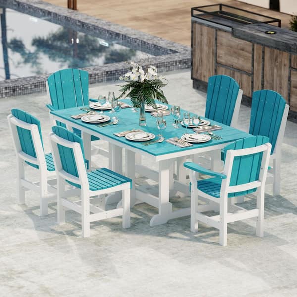 Wildridge Heritage 7-Piece Aruba Blue and White HDPE Plastic