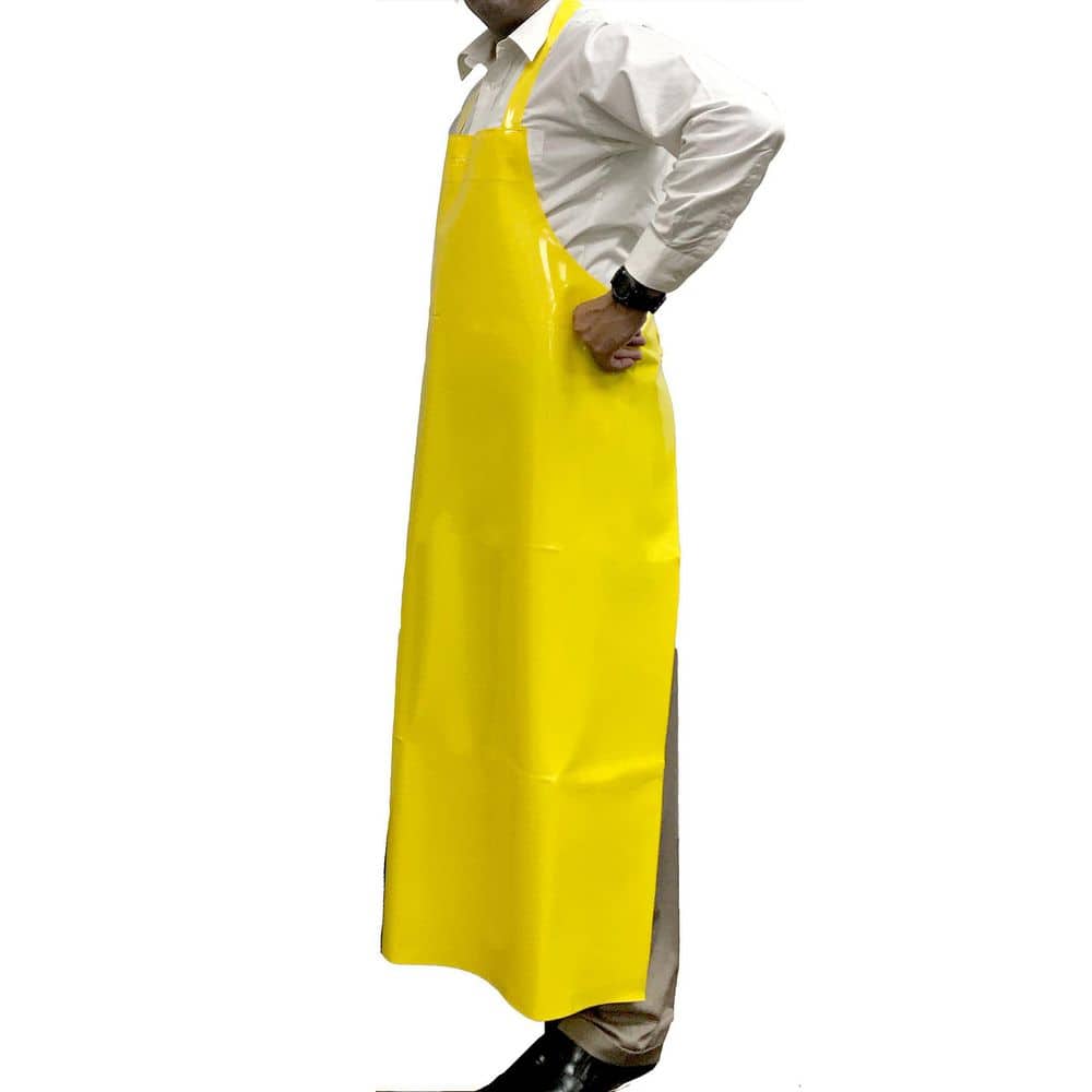 Yellow Heavy Duty Waterproof TPU Bib Apron, Adjustable Neck