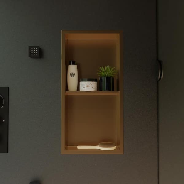 ALFI BRAND 12 in. W x 24 in. H x 4 in. D Stainless Steel Shower Niche in Brushed Gold PVD