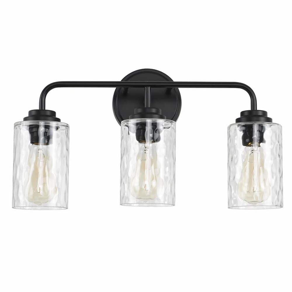 18.5 in. 3-Light Black Bathroom Light Fixture, Industrial Vanity Light Fixture with Clear Glass Glacier Shade price history on PriceWatchPro