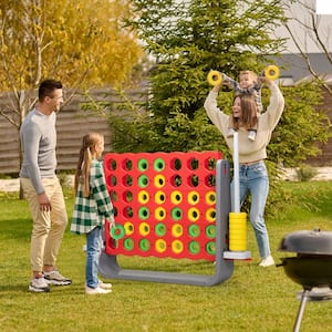 Unihex 4.9 ft. W Indoor/Outdoor Score Giant 4 in a Row Connect Game, Red Plus Gray