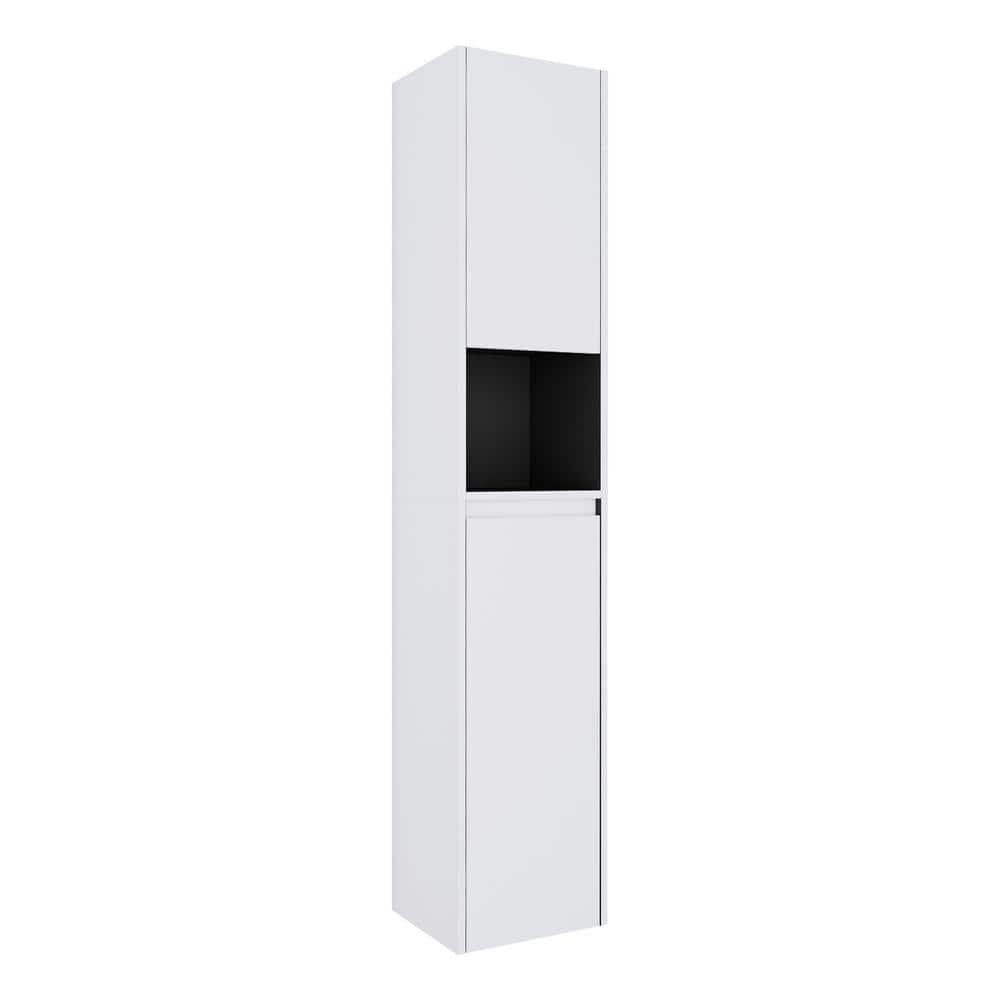 11.81 in. W x 9.81 in. D x 59.00 in. H Bathroom Storage Wall Cabinet in White with Soft Closing Door and Open Shelves price history on PriceWatchPro