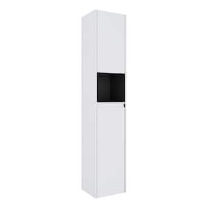 11.81 in. W x 9.81 in. D x 59.00 in. H Bathroom Storage Wall Cabinet in White with Soft Closing Door and Open Shelves