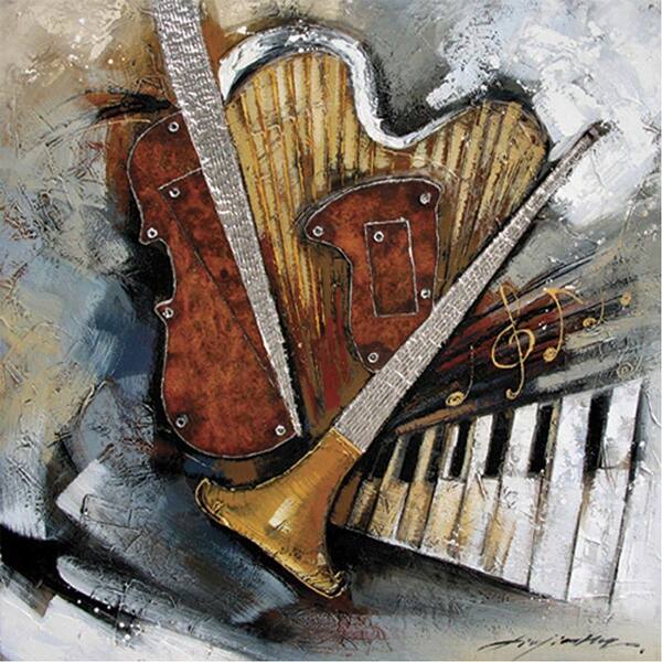 Yosemite Home Decor 39 in. x 39 in. Instruments Hand Painted Contemporary Artwork-DISCONTINUED