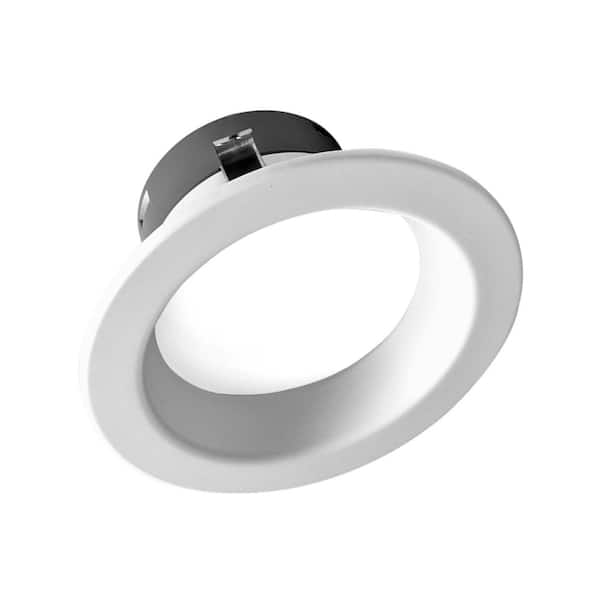 NICOR DLR Series 4 in. White 3000K Integrated LED Recessed Retrofit Downlight Trim, Shallow Housing, Dimmable