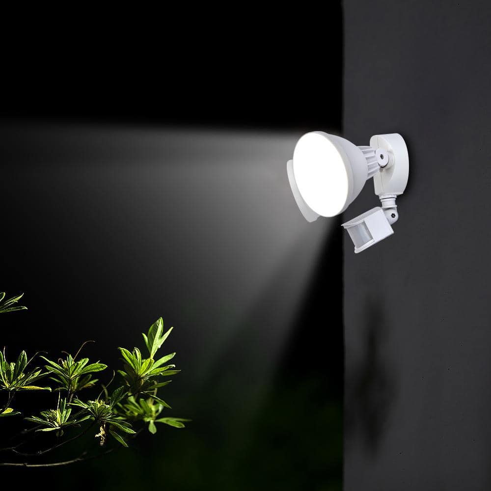 White Aluminum Outdoor Security Area Light with Motion Sensor