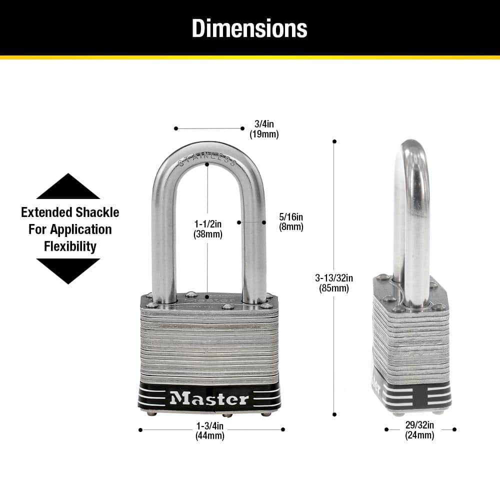Stainless Steel Weatherproof Outdoor Padlock Set, 1-3/4 in. Wide, 4 Pack