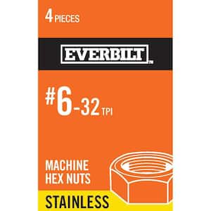 #6-32 Stainless Steel Machine Screw Nut (4 per Pack)