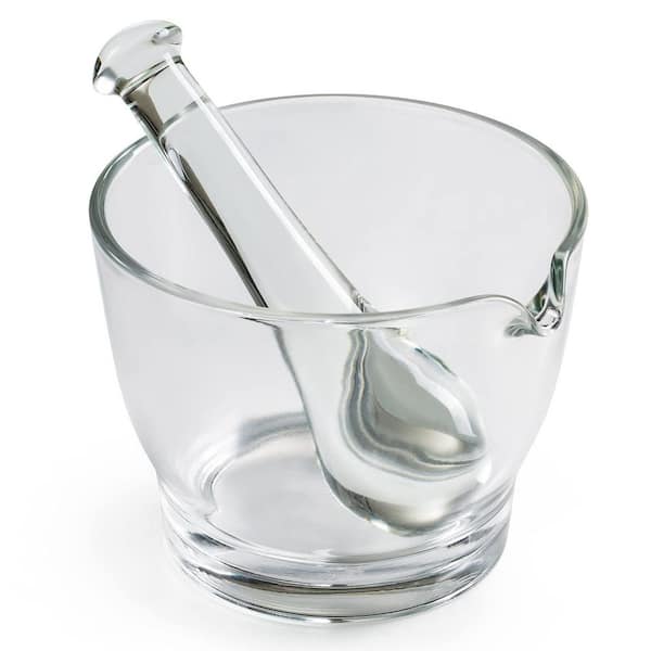 Glass Finish Mortar and Pestle Set Smooth Surface Easy Clean Nonporous Medicine Grinder Mixer for Pharmacy Labs